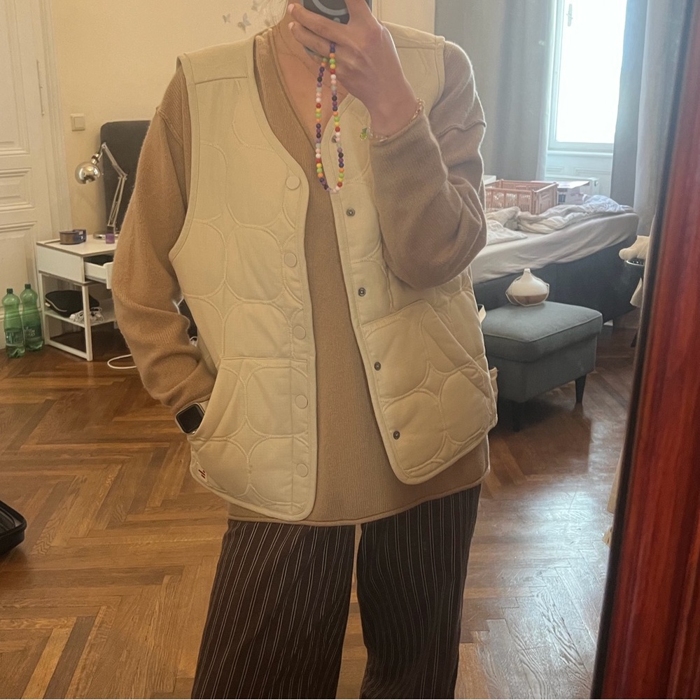 American Vintage Off-White Quilted Vest